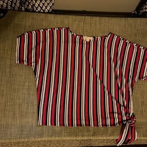 Pink, black and white striped Michael Kors top. XL